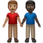 men holding hands: medium skin tone, dark skin tone per la piattaforma Apple