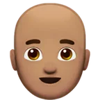 man: medium skin tone, bald för Apple-plattform