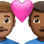 couple with heart: man, man, medium skin tone, medium-dark skin tone für Apple Plattform