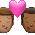 Apple dla platformy kiss: man, man, medium skin tone, medium-dark skin tone