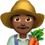 man farmer: medium-dark skin tone لمنصة Apple