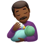 man feeding baby: medium-dark skin tone สำหรับแพลตฟอร์ม Apple
