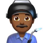 man factory worker: medium-dark skin tone สำหรับแพลตฟอร์ม Apple