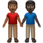Apple 플랫폼을 위한 men holding hands: medium-dark skin tone, dark skin tone