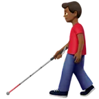 man with white cane: medium-dark skin tone alustalla Apple