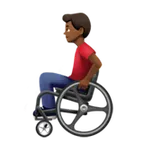 man in manual wheelchair: medium-dark skin tone für Apple Plattform