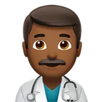 man health worker: medium-dark skin tone pentru platforma Apple