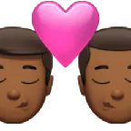 kiss: man, man, medium-dark skin tone for Apple platform