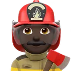 man firefighter: dark skin tone สำหรับแพลตฟอร์ม Apple