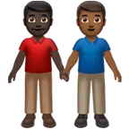 Apple 플랫폼을 위한 men holding hands: dark skin tone, medium-dark skin tone