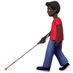 man with white cane: dark skin tone for Apple-plattformen