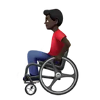 man in manual wheelchair: dark skin tone untuk platform Apple