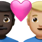 Apple dla platformy couple with heart: man, man, dark skin tone, medium-light skin tone
