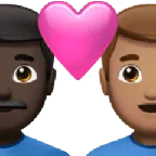 couple with heart: man, man, dark skin tone, medium skin tone für Apple Plattform