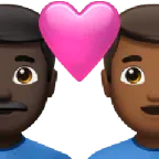 couple with heart: man, man, dark skin tone, medium-dark skin tone para a plataforma Apple