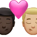 kiss: man, man, dark skin tone, medium-light skin tone for Apple platform