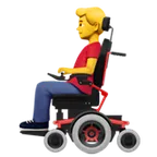 man in motorized wheelchair alustalla Apple