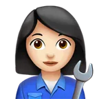 woman mechanic: light skin tone per la piattaforma Apple