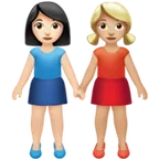 women holding hands: light skin tone, medium-light skin tone für Apple Plattform