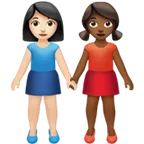 women holding hands: light skin tone, medium-dark skin tone für Apple Plattform