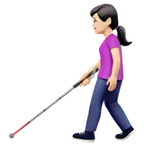 Apple dla platformy woman with white cane: light skin tone
