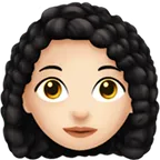 woman: light skin tone, curly hair لمنصة Apple
