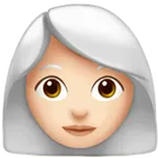 woman: light skin tone, white hair untuk platform Apple