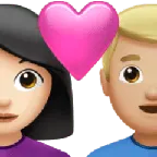 couple with heart: woman, man, light skin tone, medium-light skin tone for Apple platform