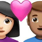 couple with heart: woman, man, light skin tone, medium skin tone สำหรับแพลตฟอร์ม Apple