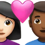 couple with heart: woman, man, light skin tone, medium-dark skin tone for Apple platform