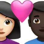 couple with heart: woman, man, light skin tone, dark skin tone for Apple platform