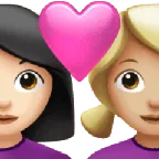 Apple 플랫폼을 위한 couple with heart: woman, woman, light skin tone, medium-light skin tone