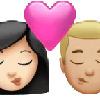kiss: woman, man, light skin tone, medium-light skin tone for Apple platform