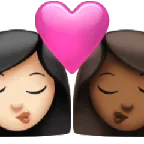 kiss: woman, woman, light skin tone, medium-dark skin tone for Apple platform