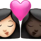 kiss: woman, woman, light skin tone, dark skin tone for Apple platform