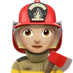 woman firefighter: medium-light skin tone สำหรับแพลตฟอร์ม Apple
