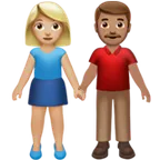 woman and man holding hands: medium-light skin tone, medium skin tone για την πλατφόρμα Apple