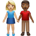 Apple dla platformy woman and man holding hands: medium-light skin tone, medium-dark skin tone