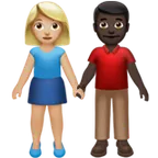 Apple dla platformy woman and man holding hands: medium-light skin tone, dark skin tone
