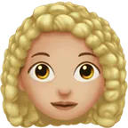 Apple dla platformy woman: medium-light skin tone, curly hair