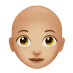 Apple platformu için woman: medium-light skin tone, bald