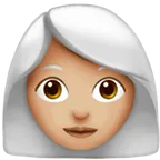 woman: medium-light skin tone, white hair สำหรับแพลตฟอร์ม Apple