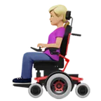 woman in motorized wheelchair: medium-light skin tone สำหรับแพลตฟอร์ม Apple