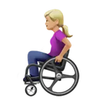 woman in manual wheelchair: medium-light skin tone สำหรับแพลตฟอร์ม Apple