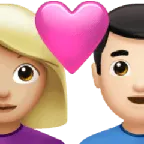 Apple प्लेटफ़ॉर्म के लिए couple with heart: woman, man, medium-light skin tone, light skin tone