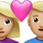 couple with heart: woman, man, medium-light skin tone para a plataforma Apple