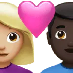 couple with heart: woman, man, medium-light skin tone, dark skin tone für Apple Plattform