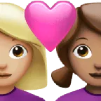 couple with heart: woman, woman, medium-light skin tone, medium skin tone para la plataforma Apple