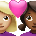 couple with heart: woman, woman, medium-light skin tone, medium-dark skin tone สำหรับแพลตฟอร์ม Apple