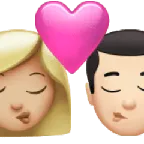 kiss: woman, man, medium-light skin tone, light skin tone für Apple Plattform
